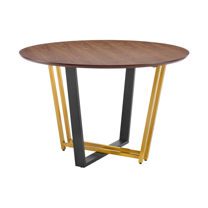 48" Iron Sled Base Round Top Dining Table - Brown