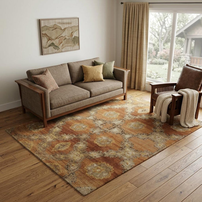 5' X 8' Wool Hand Knotted Area Rug (744136) - Tan / Brown / Orange