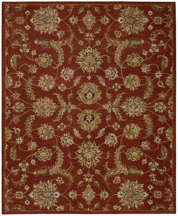 8' X 11' Wool Floral Handmade Area Rug (552867) - Red and Green