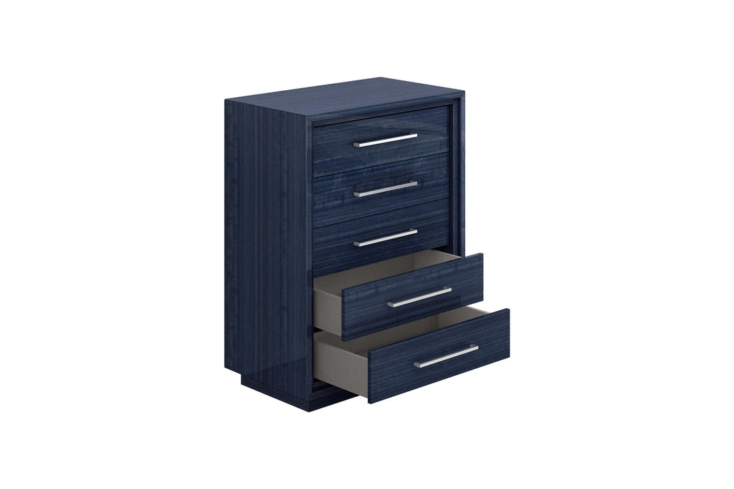 36" Wood Five Drawer Gentlemens Chest - Blue