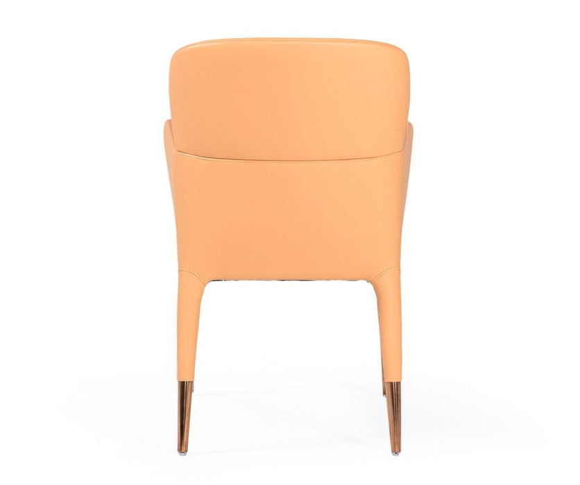 Upholstered Fabric Dining Arm Chair - Peach