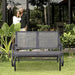 Gray Outsunny 2-person outdoor glider bench with powder-coated steel frame, perfect for backyard garden or porch seating.