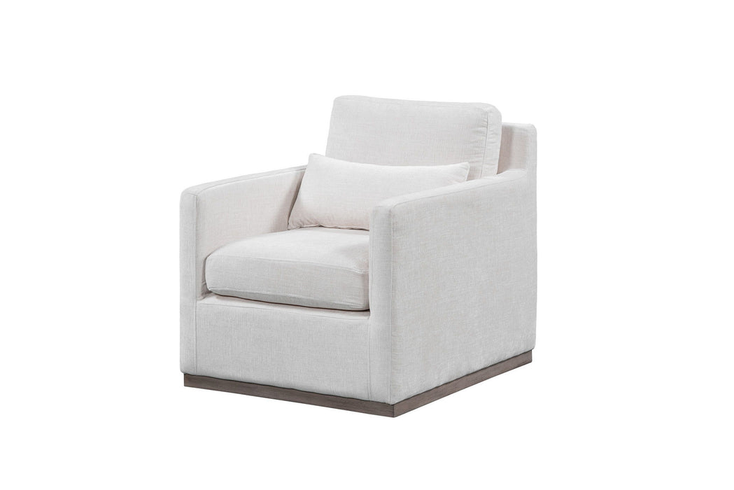30" Contemporary Fabric Swivel Club Chair And Toss Pillow - Off White