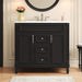 Giga bathroom vanity with top sink, basin on cabinet, featuring 2 soft-closing doors and 2 drawers for storage.
