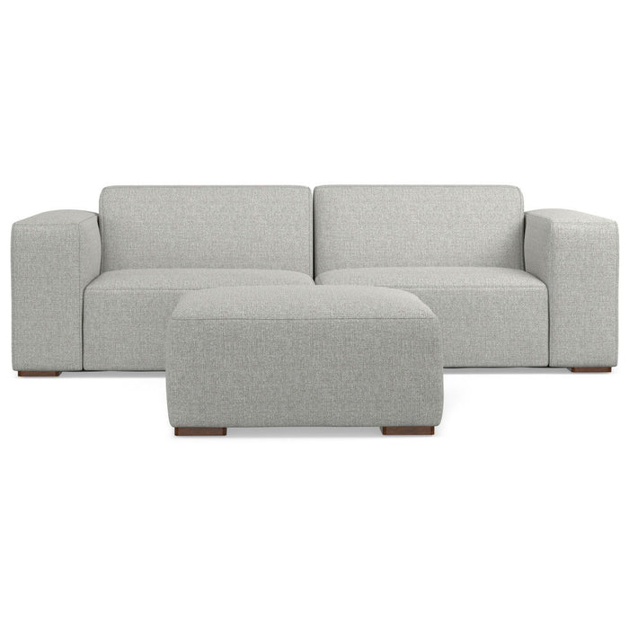 2 Piece Living Room Set Fabric Sofa With Ottoman With Brown Legs - Gray