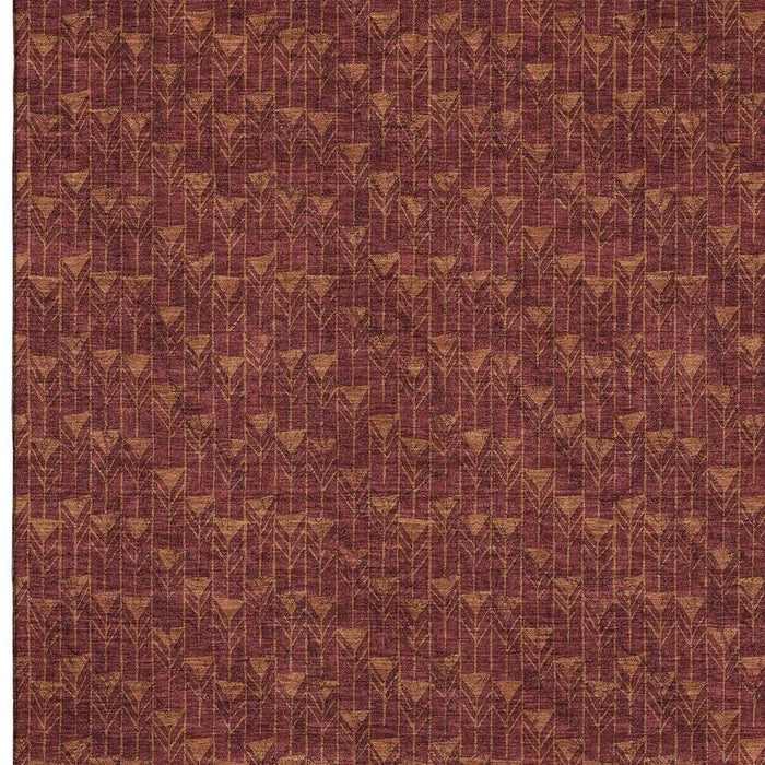 8' X 10' Geometric Washable Area Rug With UV Protection (647078) - Burgundy / Brown