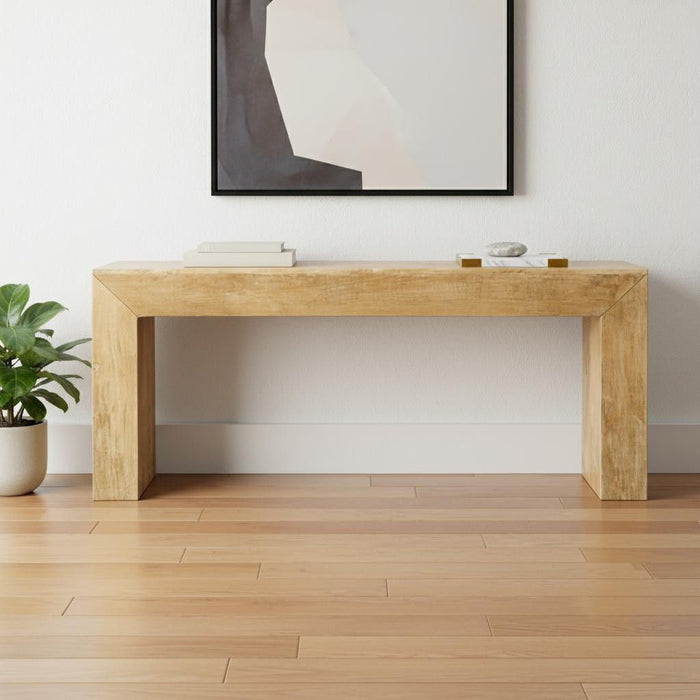 Solid Wood Distressed Sled Console Table - Natural
