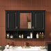 Giga modern wall-mounted medicine cabinet with open shelves, adjustable interior, and storage over toilet, featuring a sleek mirror design.