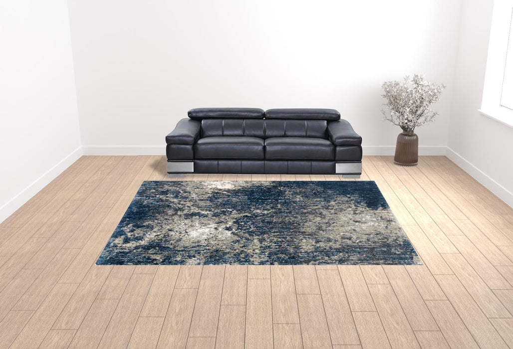 10' x 13' Abstract Shag Power Loom Stain Resistant Area Rug - Blue And Gray