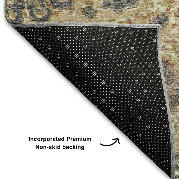 10' X 14' Oriental Washable Area Rug With UV Protection (710981) - Gold / Gray / Ivory