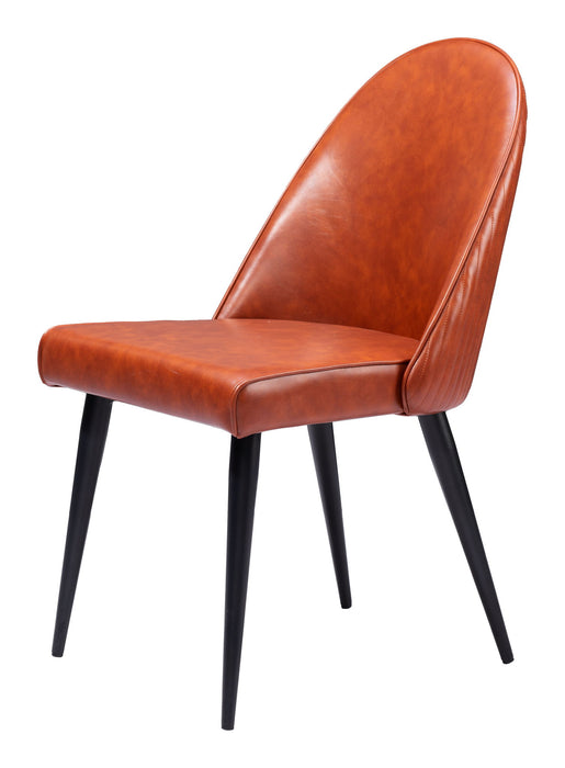 Upholstered Faux Leather Dining Side Chairs (Set of 2) - Brown