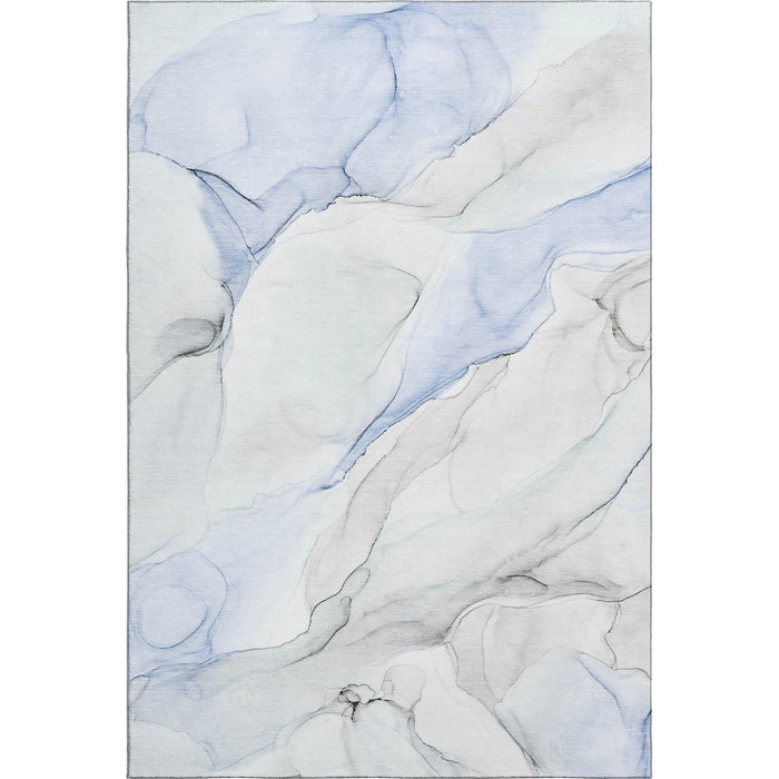 10' X 14' Abstract Washable Area Rug With UV Protection (647134) - Blue / Ivory