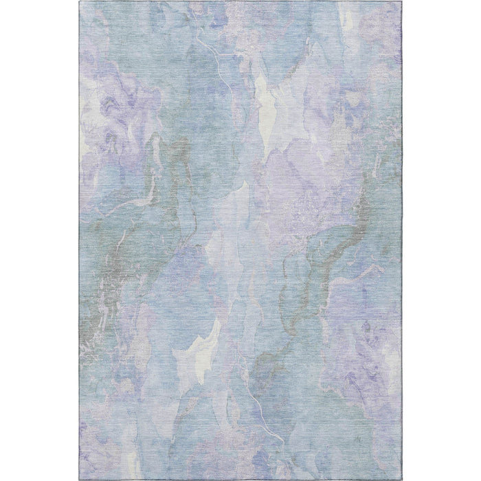 10' X 14' Abstract Washable Area Rug With UV Protection (701341) - Sky Blue / Lavender / Ivory