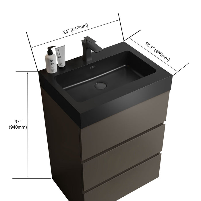 Giga Alice bathroom vanity with large storage, freestanding design, one-piece sink basin without drain or faucet, modern style