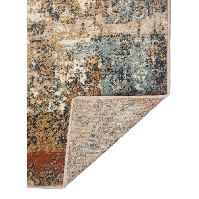 9' x 12' Abstract Power Loom Area Rug - Tan Orange And Gray