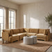 Velvet performance fabric upholstered Meridian Furniture 5-piece corner sectional with plush cushions and modern design.