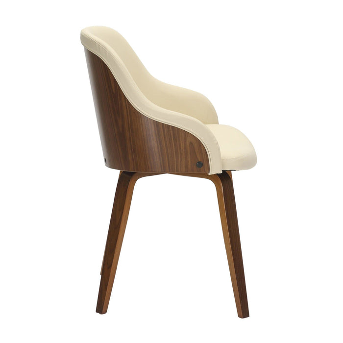 Bacci - Dining / Accent Chair - Walnut Wood And Cream Faux Leather