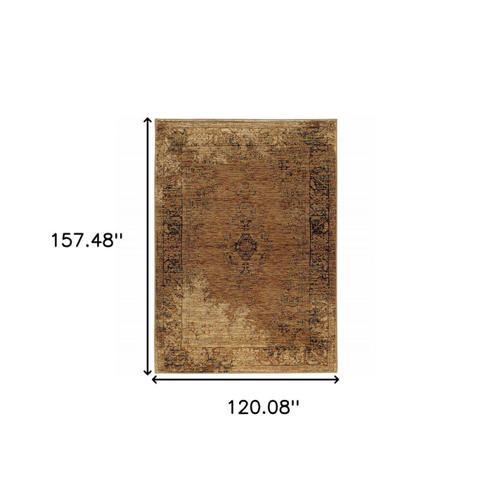 10' x 13' Oriental Power Loom Area Rug - Brown