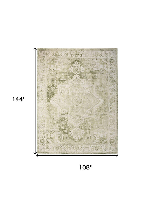 9' X 12' Floral Area Rug (551389) - Sage / Ivory