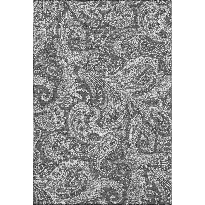 10' X 14' Paisley Washable Area Rug With UV Protection (654662) - Gray / Ivory