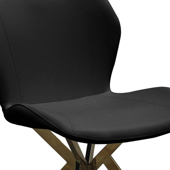 Upholstered Faux Leather Dining Side Chairs (Set of 4) - Black / Gold