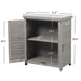 Giga potting bench with storage cabinet and metal tabletop, outdoor gardening work table with organized storage and durable surface.