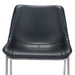 Set of two black and silver steel counter height bar chairs with low back design, featuring modern style and sturdy construction.