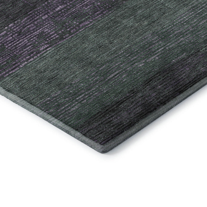 10' X 14' Striped Washable Area Rug With UV Protection (694490) - Purple / Olive Green