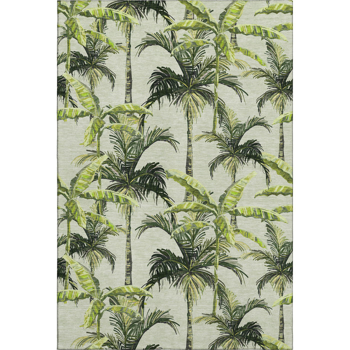 10' X 14' Geometric Washable Area Rug With UV Protection (646367) - Green / Ivory / Charcoal