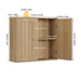Giga wall mounted oak bathroom medicine cabinet with double doors and vertical grooved design for modern bathrooms
