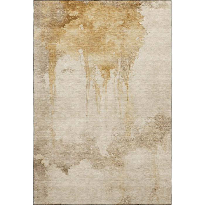 10' X 14' Abstract Washable Area Rug With UV Protection (701521) - Gold / Beige