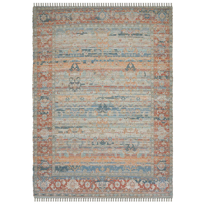 8' X 10' Oriental Hand Woven Area Rug With Fringe - Blue