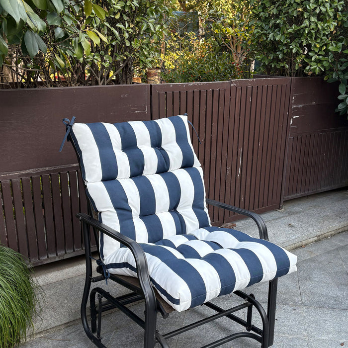 Giga 2-piece high back patio chair cushion set with tufted back and seat cushions for Adirondack and rocking chairs.