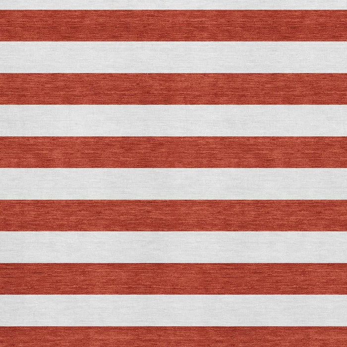 8' X 10' Striped Washable Area Rug With UV Protection (647648) - Red / Ivory