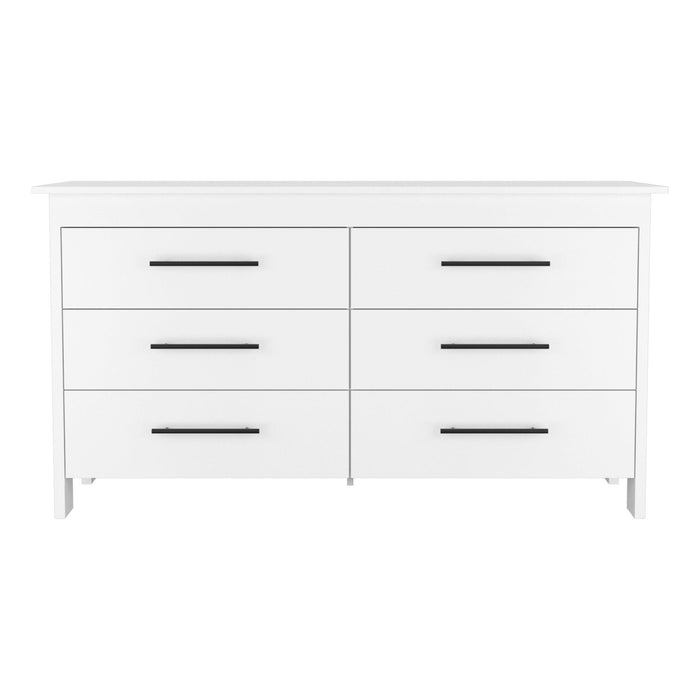 59" Six Drawer Double Dresser - White