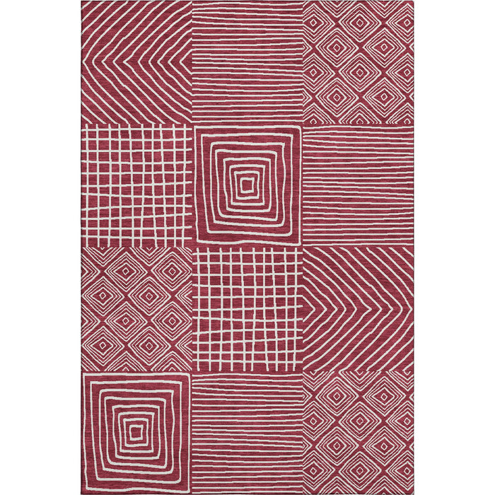 10' X 14' Geometric Washable Area Rug With UV Protection (681893) - Burgundy / Ivory