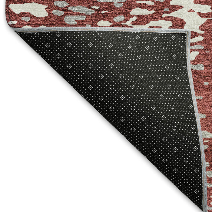 10' X 14' Abstract Washable Area Rug With UV Protection (675450) - Burgundy / Ivory / Gray