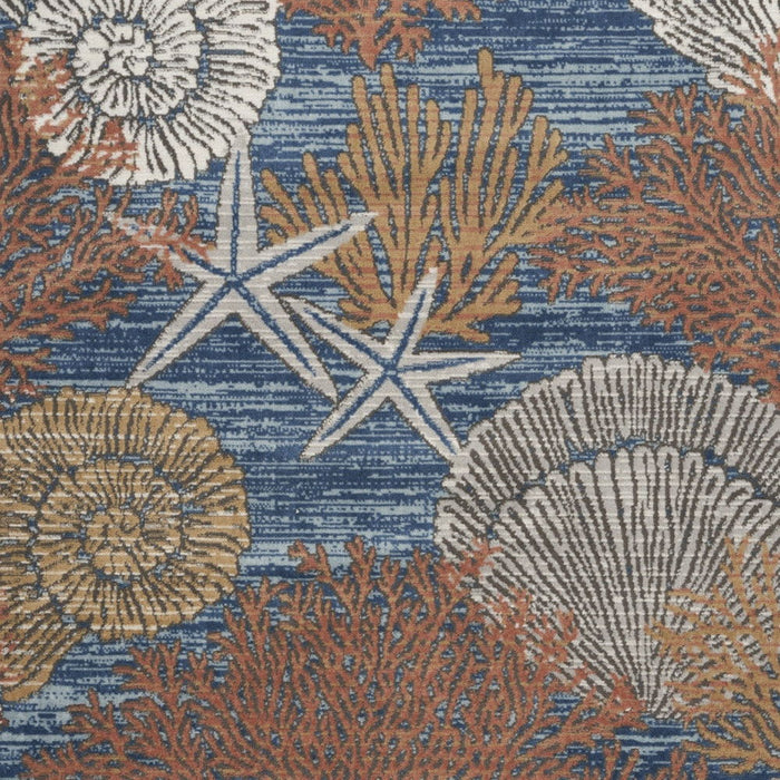 5' X 7' Seashell Non Skid Area Rug (550196) - Blue / Brown