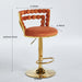 Set of two Giga modern bar stools with iron tube legs, soft cushions, and comfortable backrests for stylish seating.