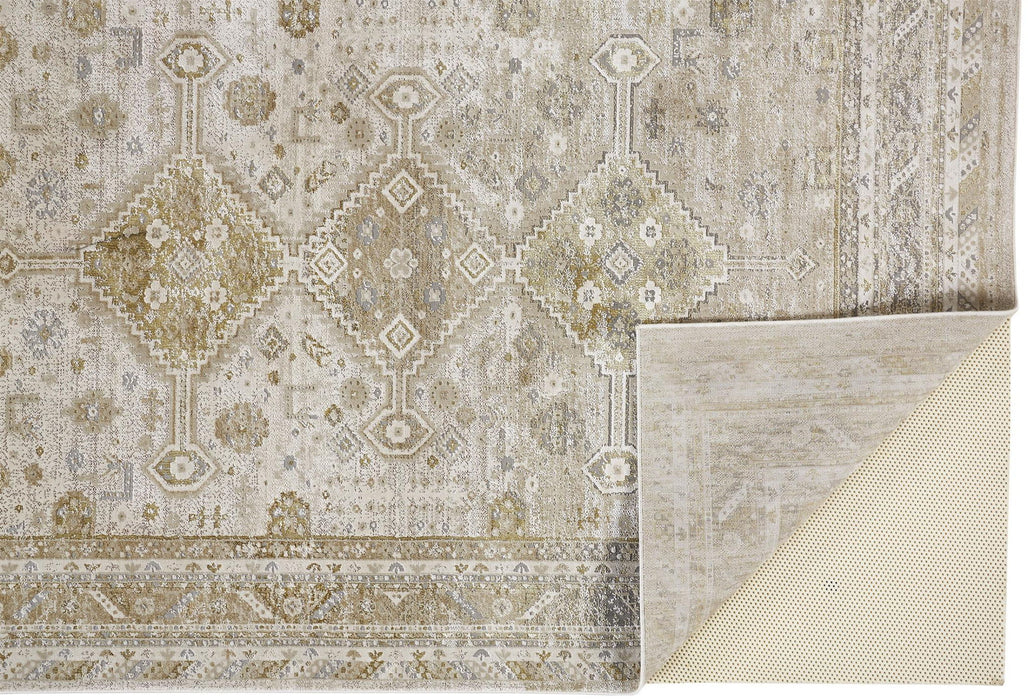 8' x 10' Floral Area Rug - Gold And Ivory