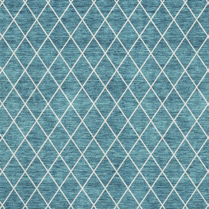 10' X 14' Geometric Washable Area Rug With UV Protection (674131) - Teal / Ivory