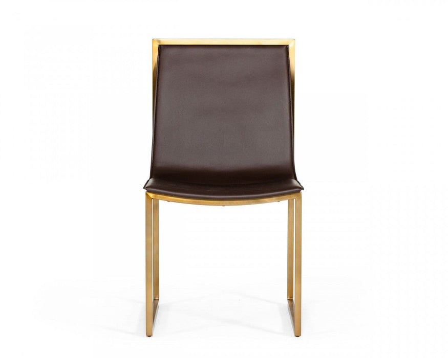 Upholstered Faux Leather Dining Chairs (Set of 2) - Brown