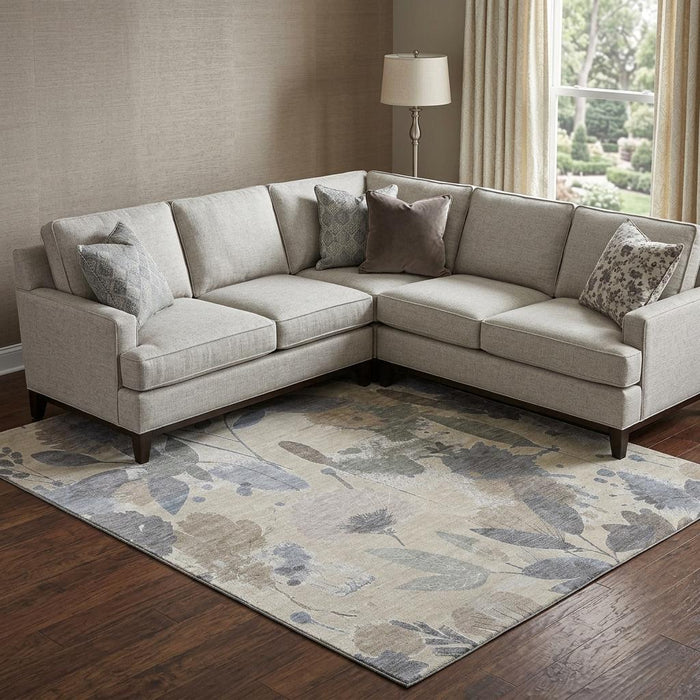 10' X 14' Floral Washable Area Rug With UV Protection (694358) - Beige / Gray / Ivory