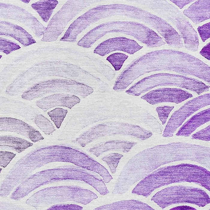 10' X 14' Geometric Washable Area Rug With UV Protection (645798) - Purple / Ivory / Gray