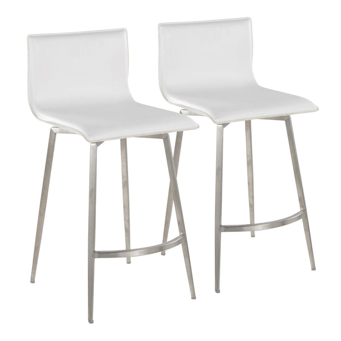 Mara - 26" Upholstered Fixed-Height Counter Stool With Swivel (Set of 2) - Stainless Steel