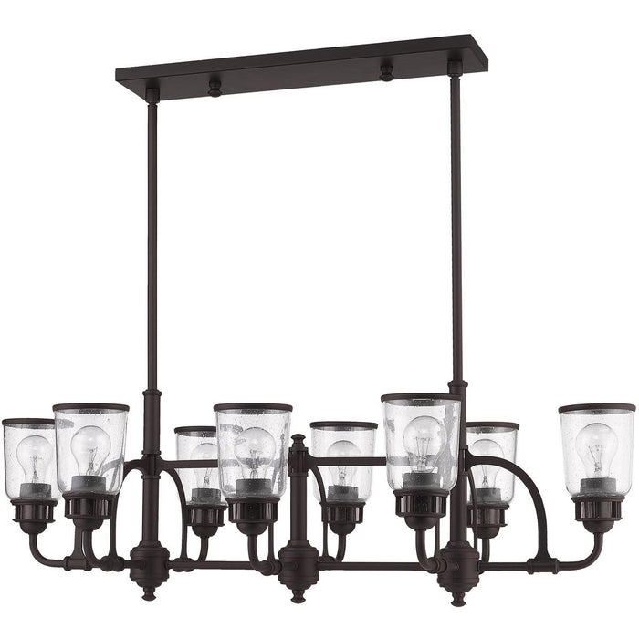 21" Eight Light Dimmable Chandelier With Shades - Bronze
