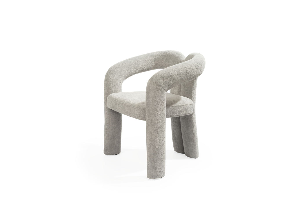 Boucle Partially Open Back Dining Arm Chair - Dark Gray