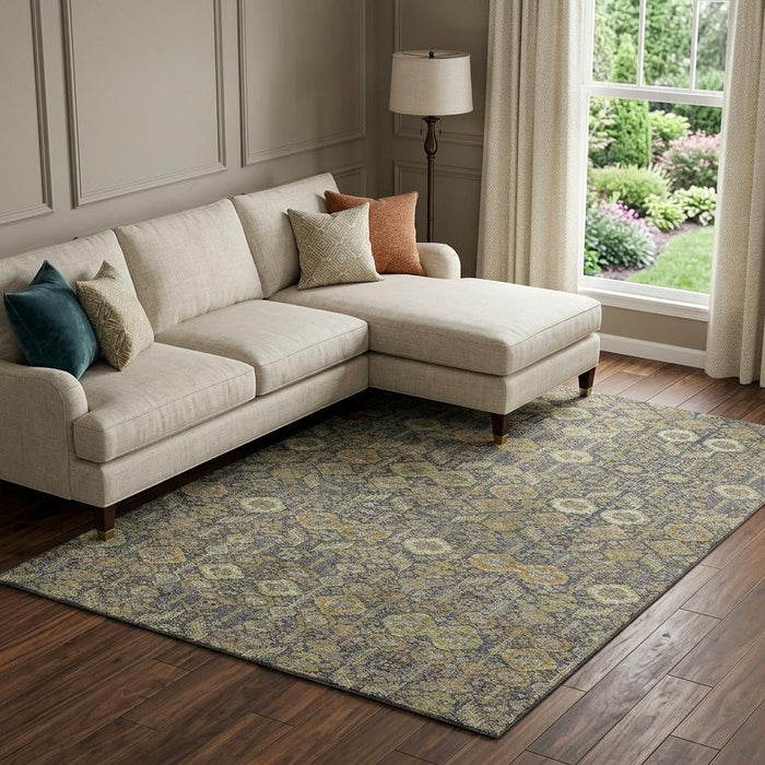 8' X 10' Tribal Washable Area Rug With UV Protection (649886) - Rust / Green / Gray