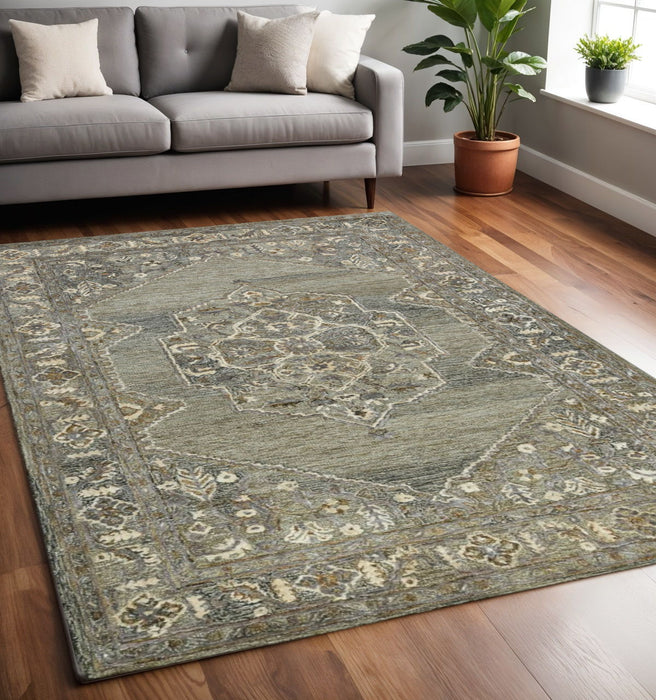 5' X 7' Wool Oriental Hand Tufted Area Rug - Ivory