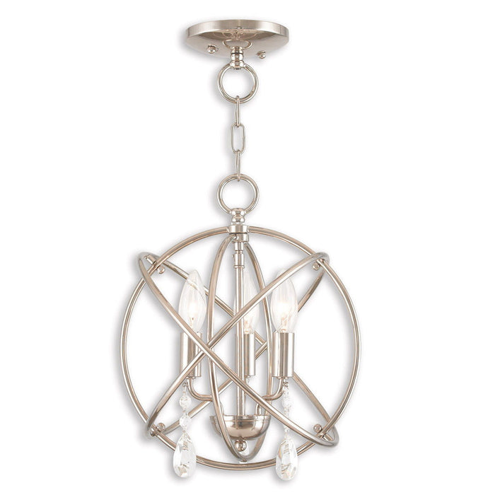 14'' Three-Light Dimmable Chandelier With Shades - Nickel
